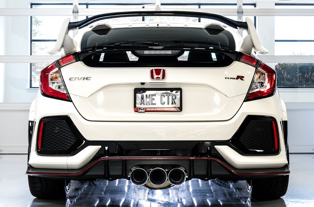 AWE Tuning - Catback Dual Resonator 2017-21 FK8 Honda Civic Type R Touring (incl. frontpipe) - Chrome Tips