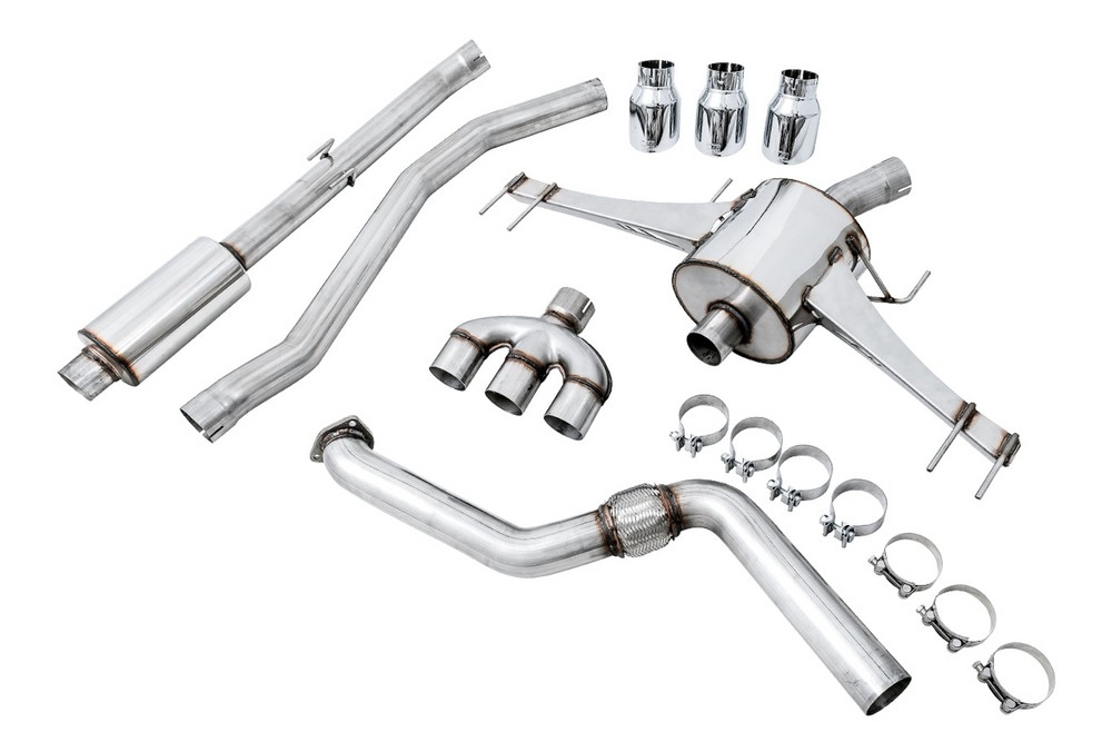 AWE Tuning - Catback Dual Resonator 2017-21 FK8 Honda Civic Type R Touring (incl. frontpipe) - Chrome Tips