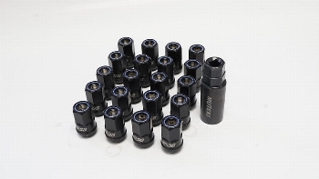 MUTEKI HR38 M12X1.5 Black Chrome Blue Ring Lug Nut Kit (20)