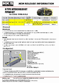 HKS Intercooler Kit with Piping - Honda Civic Type R FL5 2023+ Acura Integra Type S 2024+