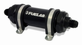 Fuelab - 828 In-Line Fuel Filter Long -10AN In/Out 6 Micron Fiberglass - Black
