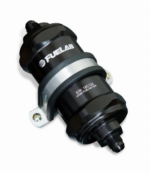 Fuelab 818 Series Inline Filter Inline, 10 Microns -6AN IN/Out Black